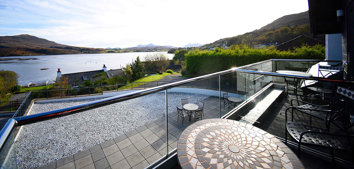 Enjoy stunning sea views from Taransay House Luxury Bed and Breakfast in Portree Balconies