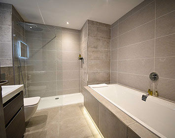 Enjoy spacious modern bathrooms at Taransay House Luxury accommodation in Portree