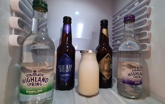 Complimentary drinks such as Skye Ales are available in the rooms at Taransay House in Portree